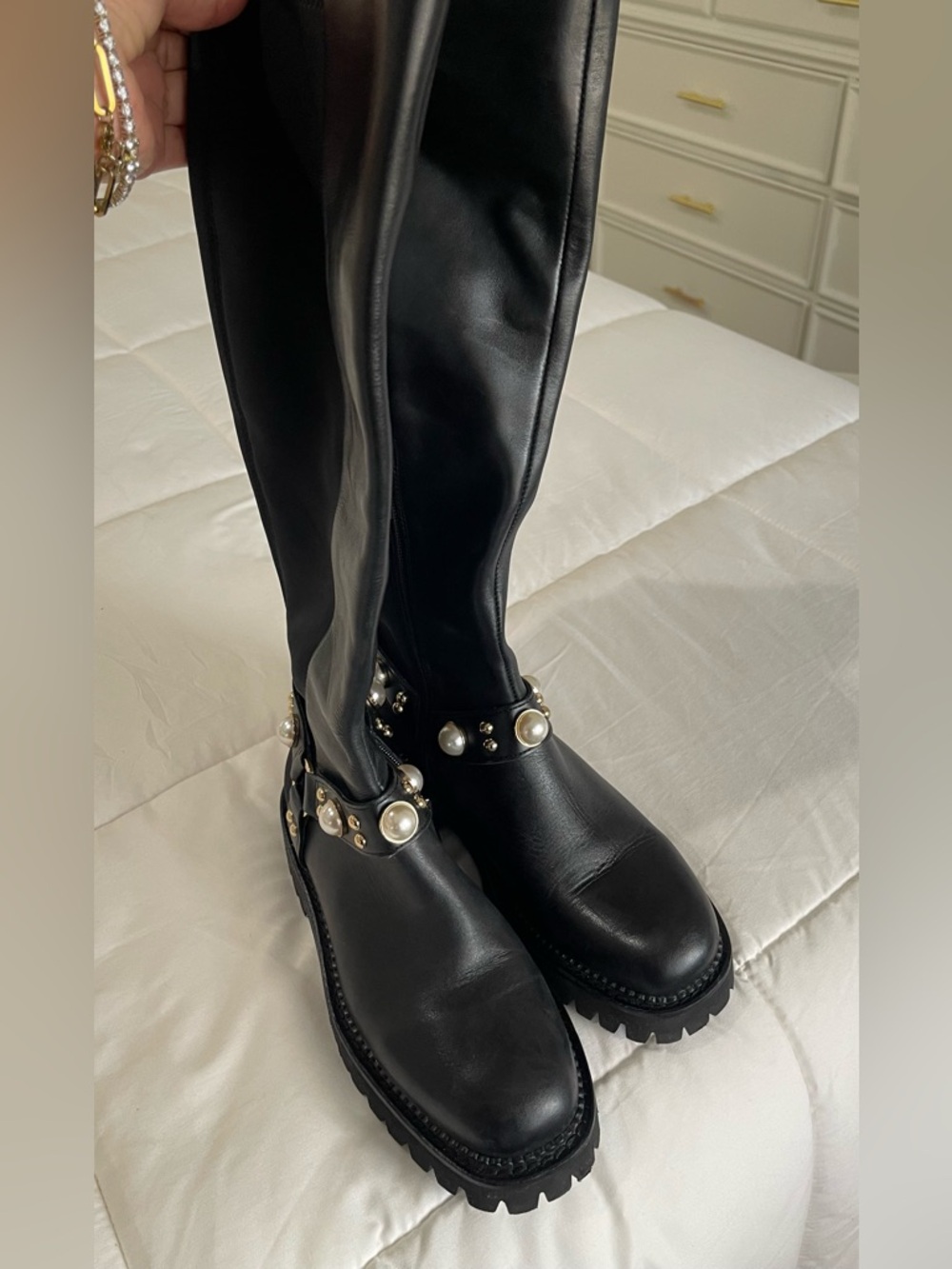 Karl Lagerfeld Black Lug Sole Boots